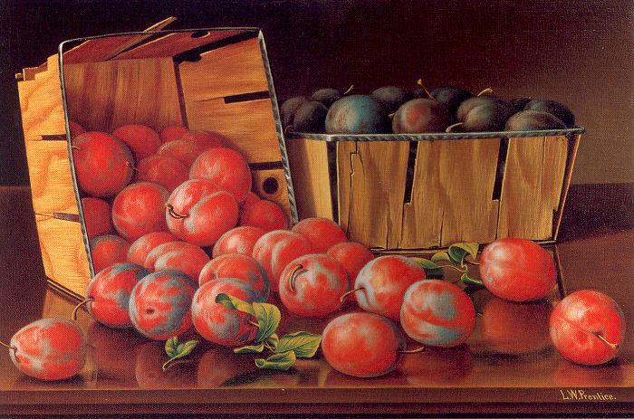 Prentice, Levi Wells Baskets of Plums on a Tabletop Sweden oil painting art